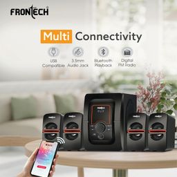 FRONTECH SW-0152-4.1 Channel Speaker System | Bluetooth 5.0-70W Output, USB|BT|FM Support|LED Display, Black image 2