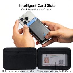 Capes Magnetic Wallet for iPhone, Compatible with MagSafe Wallet, 5 Card Holder, for iPhone 16/15/14/13/12 Models, Wallet with Adjustable Stand, Not for iPhone 12 & 13 Mini, PU Leather, Black image 5