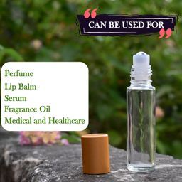 Happy Packaging 10 ml Clear Glass Roll on bottle With Steel roller on And Gold Cap For Essential Oils | Perfumes | Lip Balms | Refillable | Reusable | Leakproof Bottle (3) image 5