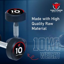 yfit YASH FITNESS 20 Kg Rubber Professional Bouncer Dumbbell Set - Fixed Weight for Home and Gym Training (10KG×2) image 4