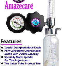 Amazecare Medicare Oxygen Flow Meter Full Kit For Cylinder With Rotameter & Humidifier Bottle For Oxygen Therapy image 3