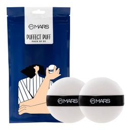 MARS Puffect Powder Puff with Strap | For Loose & Pressed Powder Application | Flawless Makeup Blend | Easy to Clean and Handle | Gentle on Skin | Pack of 2 image 1