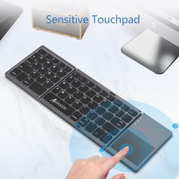 acoucou Go-Tecz Foldable Bluetooth Keyboard,Wireless Bluetooth Keyboard With Touchpad,Pocket Size Usb Rechargeable Bluetooth Keyboard Compatible With Ios,Windows,Android Smartphones,Tablets,Laptops And Etc. image 2