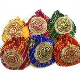 imicreate gota Patti Bandhej Potli Bag Golden Work Wedding potli for Ladies Gift for Women Handbags Traditional Indian Wristlet with Drawstring Ethnic Embroidery Women Fashion Potli image 4