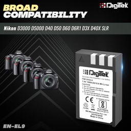 digitek DIGITEK® (ENEL9) Secondary Rechargeable Battery Packs for Digital Camera, Compatibility - D3000, D5000, D40, D50, D60, D6R1, D3X, D40X, SLR image 5