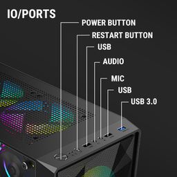 Ant Value Tempered_Glass VM41 Mid-Tower Computer Case/Gaming Cabinet - Black | Support ATX, M-ATX, ITX | Pre-Installed 3 Front & 1 Rear Rainbow Fans image 4