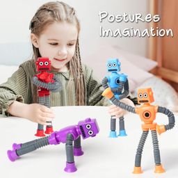 Toy Imagine Pack of 2 Flexible Fighting Robots - Interactive Toy Set with Bendable Arms & Suction Feet - Fun Battling Game for Kids & Adults(Robot) image 3