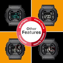 10 ATM Water Resistant Sports Wristwatch for Swimming and Diving, with Functions of Alarm Clock, Chronograph, Stopwatch, Timer, Countdown, Dual Time and Calendar, 12 and 24 Hour Format Switchable, image 5