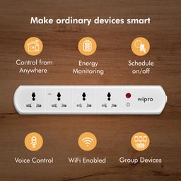 Wipro Smart Extension with WiFi, 4-Socket Smart Extension Board with Alexa Support, 16 Amp Power Socket, Control Your Appliances from Anywhere, White (DSE2150), Pack of 1 image 3