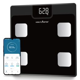 HealthSense Bluetooth BMI Weight Machine For Body Weight, Digital Body Fat Analyzer & Smart Body Composition Scale With Mobile App, 12 Body Parameters, LED Display & 1 Year Warranty-BS161, 150Kg image 1