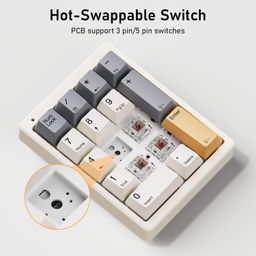Kisnt Mechanical Number Pad,Hot Swappable Numpad Wired USB 17 Keys Keypad White Backlit Numeric Keypad with PBT Keycaps for Laptop PC Compact Keyboards (Retro Beige, Brown Switch) image 2