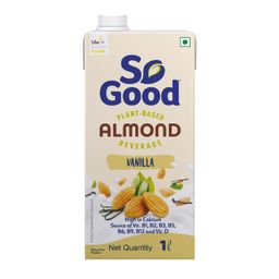 So Good Plant Based Almond Beverage Vanilla 1 L | Vanilla | Lactose Free | Gluten Free | No Preservatives | Zero Cholesterol | Dairy Free| Source of Calcium & Vitamins image 1