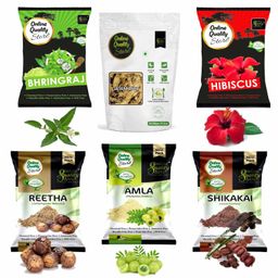 Online Quality Store Combo Pack of Jatamansi Roots, Bhringraj, Hibiscus,Reetha, Amla, Shikakai -100g Each image 1