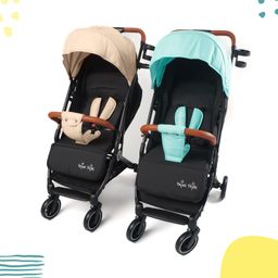 TwinsTribe Dynamic Duo: Detachable Twin Stroller | Pram - Crafted by Twin Parents, Effortlessly Shifts from Twin Stroller to Two Single Strollers, Ultra-Light, One-Hand Fold (Blue-Beige) image 1