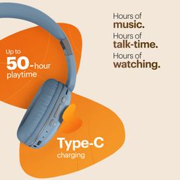 Noise Two Wireless On-Ear Headphones with 50 Hours Playtime, Low Latency(up to 45ms), 4 Play Modes, Dual Pairing, BT v5.3 (Serene Blue) image 3