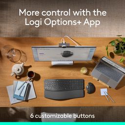 Logitech MX Ergo S Advanced Wireless Trackball Mouse with Free Adobe Subscription, USB-C Rechargeable Wireless Ergonomic Mouse with Bluetooth and Encrypted Dongle, 6 Programmable Buttons, for PC/Mac image 5