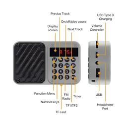 Fire Turtle M7 Pocket Blast FM Radio with Bluetooth Speaker with Powerful Sound, 6w-12 Hours (Tupe C Charging) and Number Pad (AUX, SD Card, USB Input (AUX, SD Card, USB Input) (M7-Grey) image 5