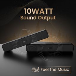 Portronics Decibel 24 | 10W Bluetooth Soundbar Speaker with in Built Mic, HD Sound, Bluetooth 5.3v/USB/TF Card/Aux in, Soundbar for Phone/Laptop/Tablets, Type C Fast Charging (Black) image 3