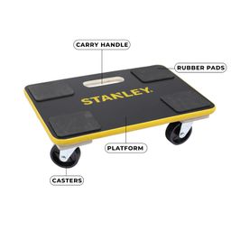 STANLEY SXWT-MS572-SP Plywood Moving Dolly, 200kg Load Capacity,2.9"(76mm) Nylon Wheels, Heavy Duty Transport Trolley with Outer Plastic Bump Guard & Inbuilt Carry-On Handle, Dimensions: 45x30x12.5 cm image 4