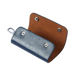 instabuyz PU Leather Key Case Pouch Wallet Keychain Key Holder with 6 Key Hooks (Blue) image 2