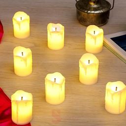 SATYAM KRAFT 12 Pcs LED Tea Light Candles | Flameless & Smokeless | Acrylic Melting Wax Design | Home Décor, Pooja, Gifting, Wedding, Birthday, Anniversary & Valentine’s Decoration (Yellow, 5 cm) image 4