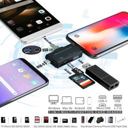 WeFly Micro SD Card Reader for Android Type C Lightning USB, Micro SD Card to USB Adapter, USB C SD for Camera Memory Card Reader, 7 in 1 SD for PC Phone Pads image 3