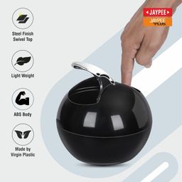 Jaypee Plus Counter Top Bin Plastic Dustbin with Chrome Finish Swivel Top |Light Weight Compact and Stylish Waste Bin for Home and Office Desk |Black image 5