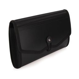 Polen Cheque Expanding File with Elastic Closure 13 Pockets 0.7mm Outer Cover & 0.2mm Inner Partition Sheet, Edge Binding, Index Tabs for Easy Identification, Size Cheque, Radiant Black image 1