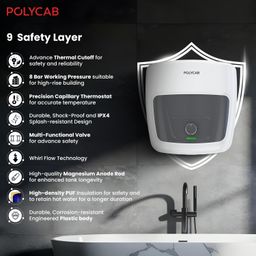 POLYCAB Superia DLX 5-Star 15L Water Heater (Geyser) | Free Connecting Pipe | Temperature Control Knob | Enhanced Safety, Rust Proof | Efficient Heating【White】 image 4