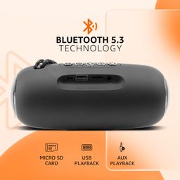 amazon basics B10 10W RMS Bluetooth Speaker with 2000 mAh Battery | Up to 8 hrs of Playback | RGB | Bluetooth 5.3, AUX in, USB & Micro SD Card Connectivity | Type-C Charging (Black) image 5