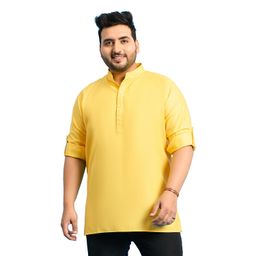 bigbanana Plus Size Men's Regular Fit Solid Short Kurta image 1