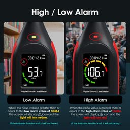 Decibel Meter, Sound Level Meter 30-130dB Range with USB Data Storage, 3-Color Alarm, A/C Frequency Selection Sound Noise Meter Measurement for Classroom, Studio, Home, Factory image 5
