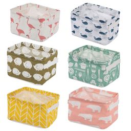 PALAK (Pack of 6 Foldable Multipurpose Storage Box Small Canvas Fabric Organizer Baskets for Organizing, Storage Box with Handles Boxes for Wardrobe (Multi) polyethylene, Rectangular (Pack of 6) image 1