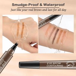 DEETTO 4 Point Eyebrow Pencil Black,Waterproof Microblading Eyebrow Pencil with a Micro-Fork Tip Applicator Creates || Black Fine Sketch Liquid Eye Brow Tattoo Tint Pen (BROWN) image 5