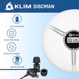 KLIM Discman Portable CD Player with a Built-in Battery - New 2023 - Ideal Car CD Player with Earphones - Compatible CD-R CD-RW MP3 Compact Mini CD Players Personal CD Walkman - White image 3