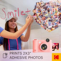 KODAK Smile+ Wireless Digital Instant Print Camera with Effect-Changing Lens, 2x3” Sticky-Backed Photo Prints, and Zink Printing Technology, Compatible with iOS and Android Devices - Pink image 5