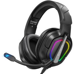 Krysenix PG2 Gaming Headset for PS4/PS5/PC/Xbox One, Noise Canceling Headset with AI Stereo Microphone Sound, Computer Headset with 3.5mm Jack & RGB Light Black image 1