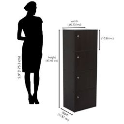 @home Nilkamal Cary Engineered Wood 4 Shelf Book Case | Book Cabinet with 4 Level Storage (Finish: New Wenge) image 2