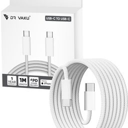 dr vaku DR VAKU® 1 Meter Nylon Braided Type C to Type C Cable for iPhone 16/16 Plus/16 Pro/16 Pro Max, iPhone 15/15 Plus/15 Pro/15 Pro Max, Samsung Galaxy S24/S23/S22/S21 FE Laptop & Other Android Devices image 1