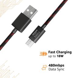 amazon basics Type A to Micro USB Braided Cable | 3A/18W Fast Charging and 480 Mbps Data Transfer Speed | 1.2m, Tangle Free Cable image 2