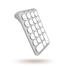 Macally Slim Rechargeable Bluetooth Keypad - Enter Data Efficiently - Wireless Number Pad for Laptop with 22 Round Keys, LED Indicators, and Sleek Aluminum Body - Bluetooth Numeric Keypad for Mac | PC image 1