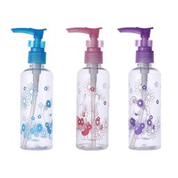 KABEER ART Plastic 100 ml Empty Printed Lotion, Cream, Soap Dispenser, Bottle With Pump Action And Safety Lock Set Of 3 Pc image 1