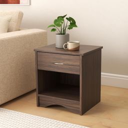 DeckUp Bei Engineered Wood Bed Side Table and End Table with Storage and Drawer (Walnut, Matte Finish) image 2