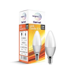Wipro Garnet 5 W E14 Base Frosted Candle LED Bulb | Cool Day White (6500K) | Pack of 1 | Clear optics for sparkling effect | LED Filament Bulb for Home, office, chandellior, decorative lamp shade image 1