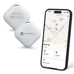 Portronics Worldtag Item Finder with Upto 1 Year Battery Life, Bluetooth Tracker,MFi Certified, Item Locater for Keys, Wallets, Luggage, Pets, Gadgets etc,Only iOS Compatible with Apple Find My App image 1