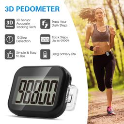 Lixada 3D Walking Pedometer Step Counter with Removable Clip and Lanyard Accurate Pedometers Step Tracker with Large Display for All Age Kids Men Women image 3