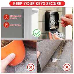 STESHWK Key Lock Box with Wall Mounted Combination House Key Weatherproof Safe Security Key Storage Locker Small Box, 4-Digit Resettable Code Outdoor Lock Box image 3