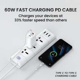 Portronics Konnect X 60W Type C to Type C Unbreakable Nylon Braided Cable, 2M Fast Charging Cable for iPhone 15 series, iPad, Samsung Galaxy & other Type C Devices(White) image 5