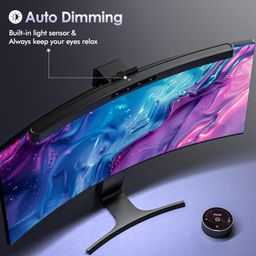 Quntis Curved Monitor Light Bar with Remote &Touch, Auto Adjustable Brightness and Colour Temperature Eye-Care USB Computer Lamp with Multifunction Shelf Screen Light Bar, No Glare Home Office Gaming image 3