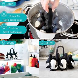 PUNO Penguin-Shaped Boiled Egg Cooker, 3-in-1 Cook, Store and Serve Egg Holder for Making Soft or Hard Boiled Eggs, Holds 6 Eggs for Easy Cooking and Fridge Storage. image 3